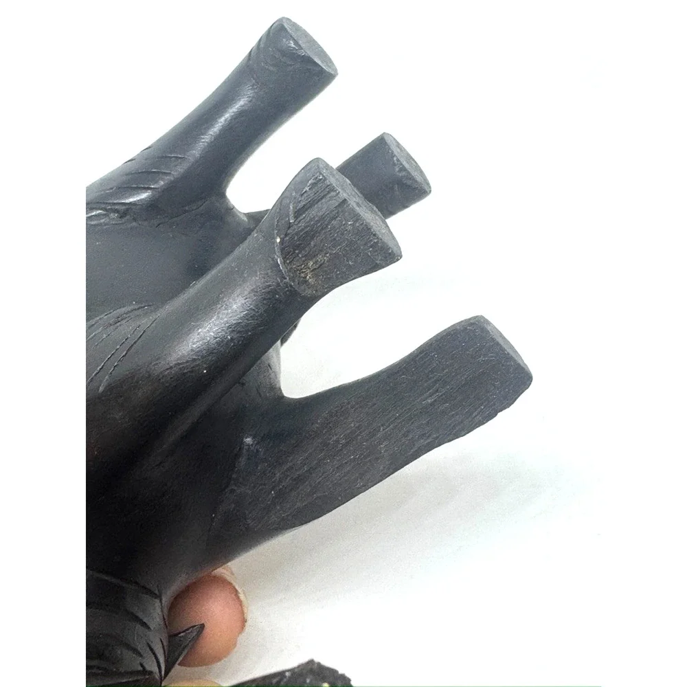 Vintage Ebony Wood Black Elephant Hand Carved Figurine Sculpture